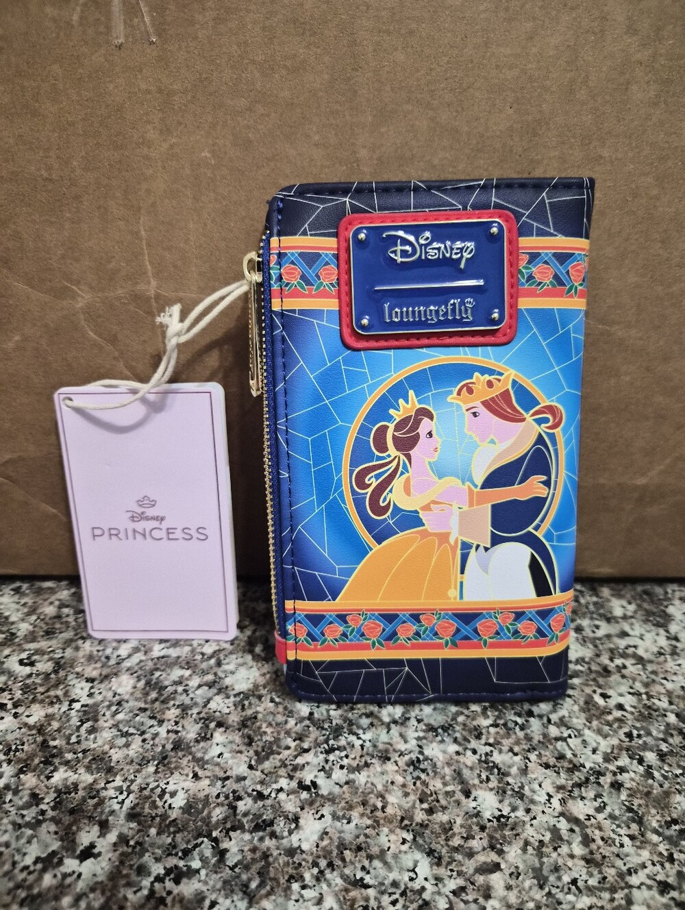 Loungefly Blue Belle & Prince Stained-Glass Zip Wallet